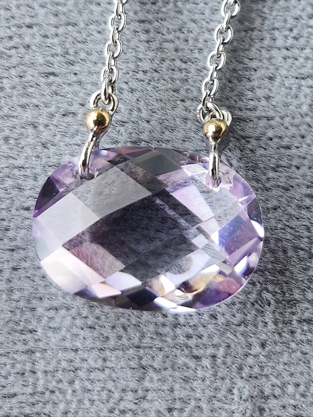 Sterling Silver And 10k Gold Purple Faceted Amythyst Necklace